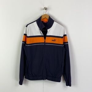 Puma Navy Blue and Orange Tracksuit Jacket - Men's Size Medium